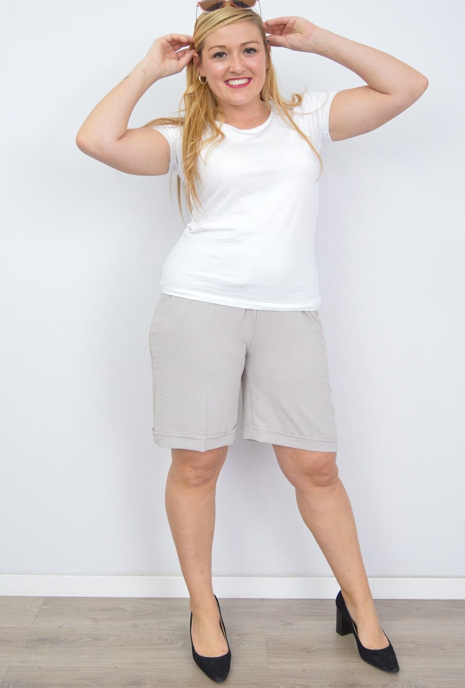 Pantalón Bermuda Fluido Talla Grande - Imagen 3