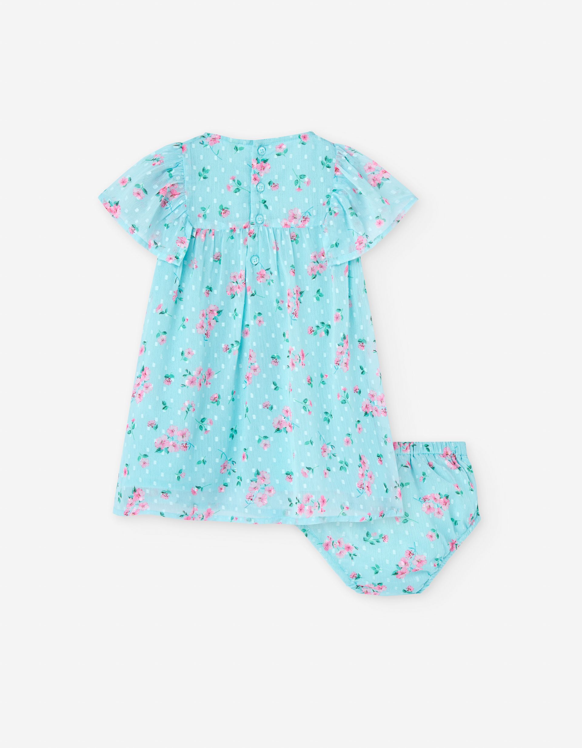 Vestido Flores plumeti+cubrepañal Bebé Losan - Imagen 2