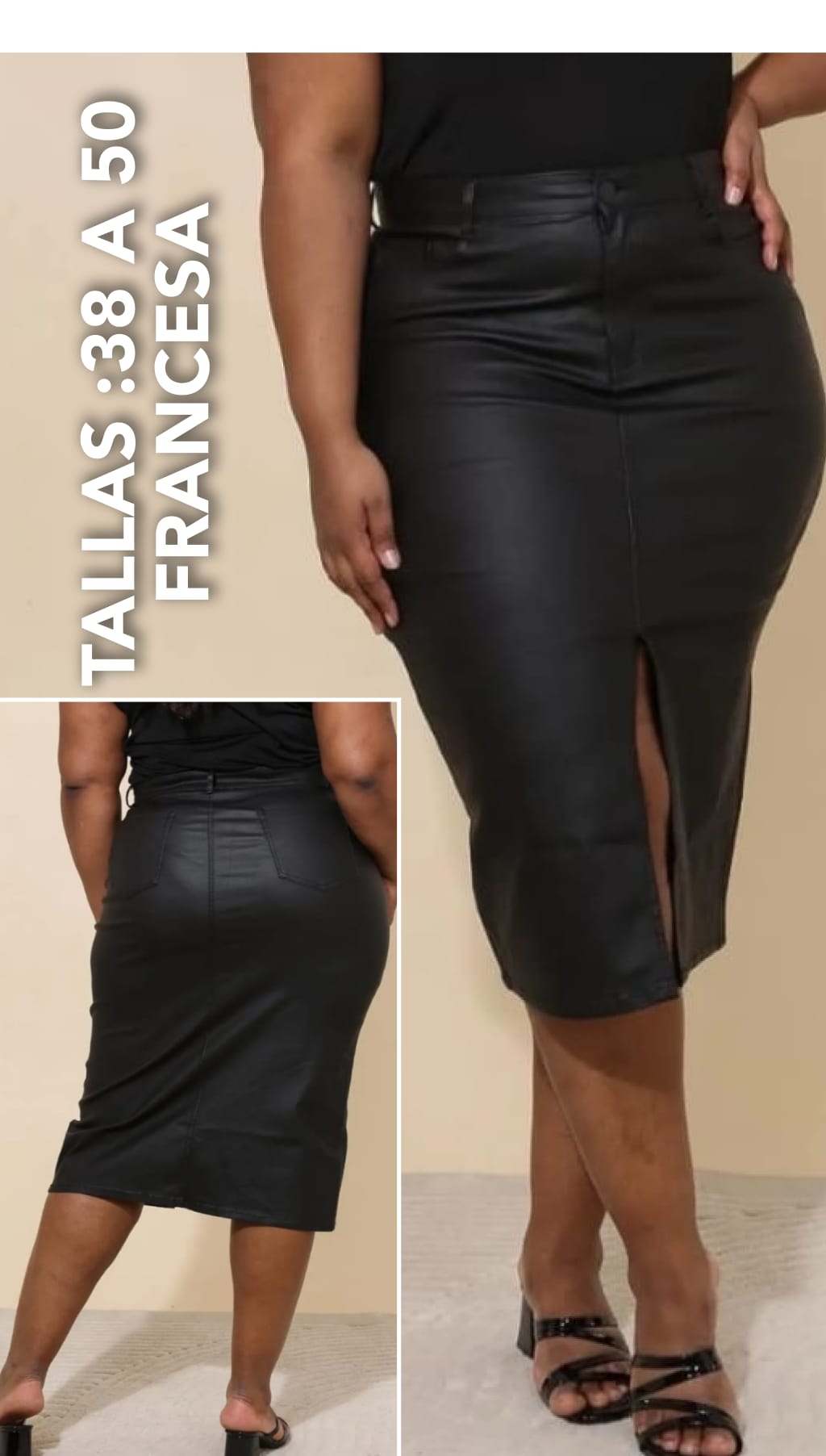 Falda Tubo Polipiel Mujer Talla Grande