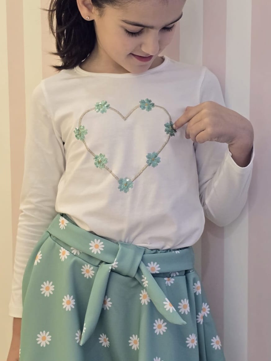Conjunto Falda Margaritas Niña