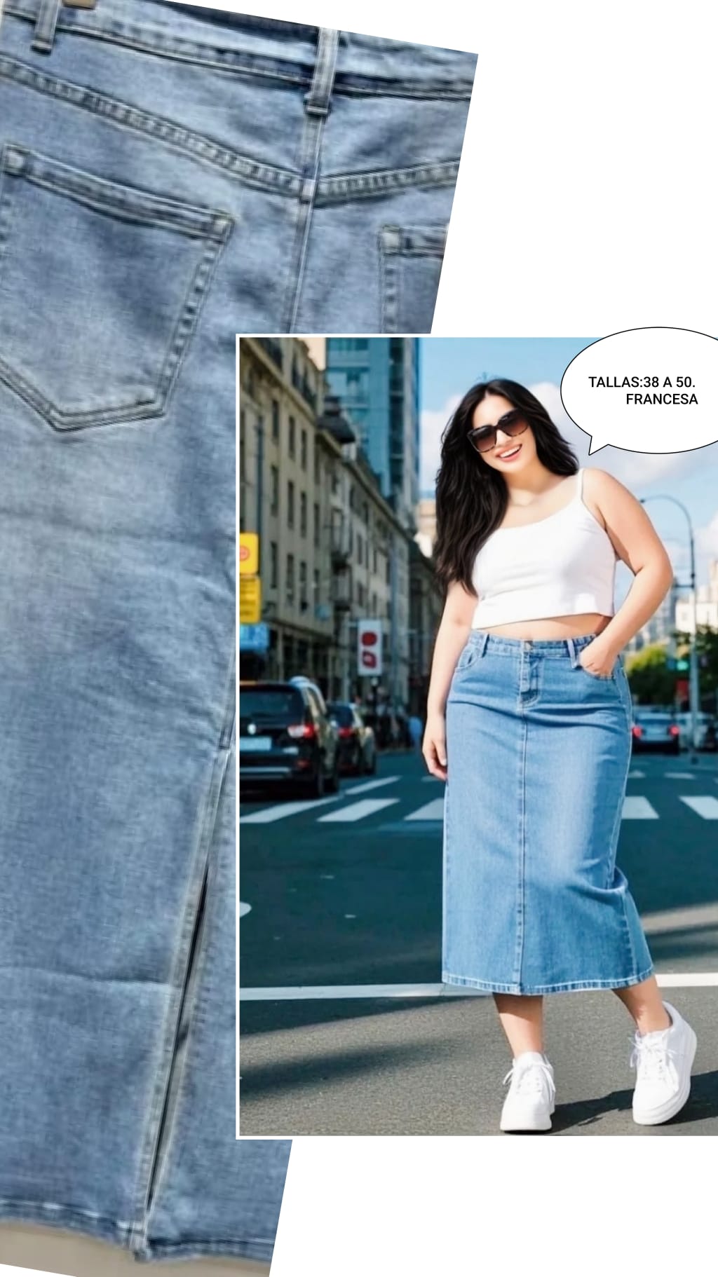 Falda Vaquera Larga Mujer Talla Grande