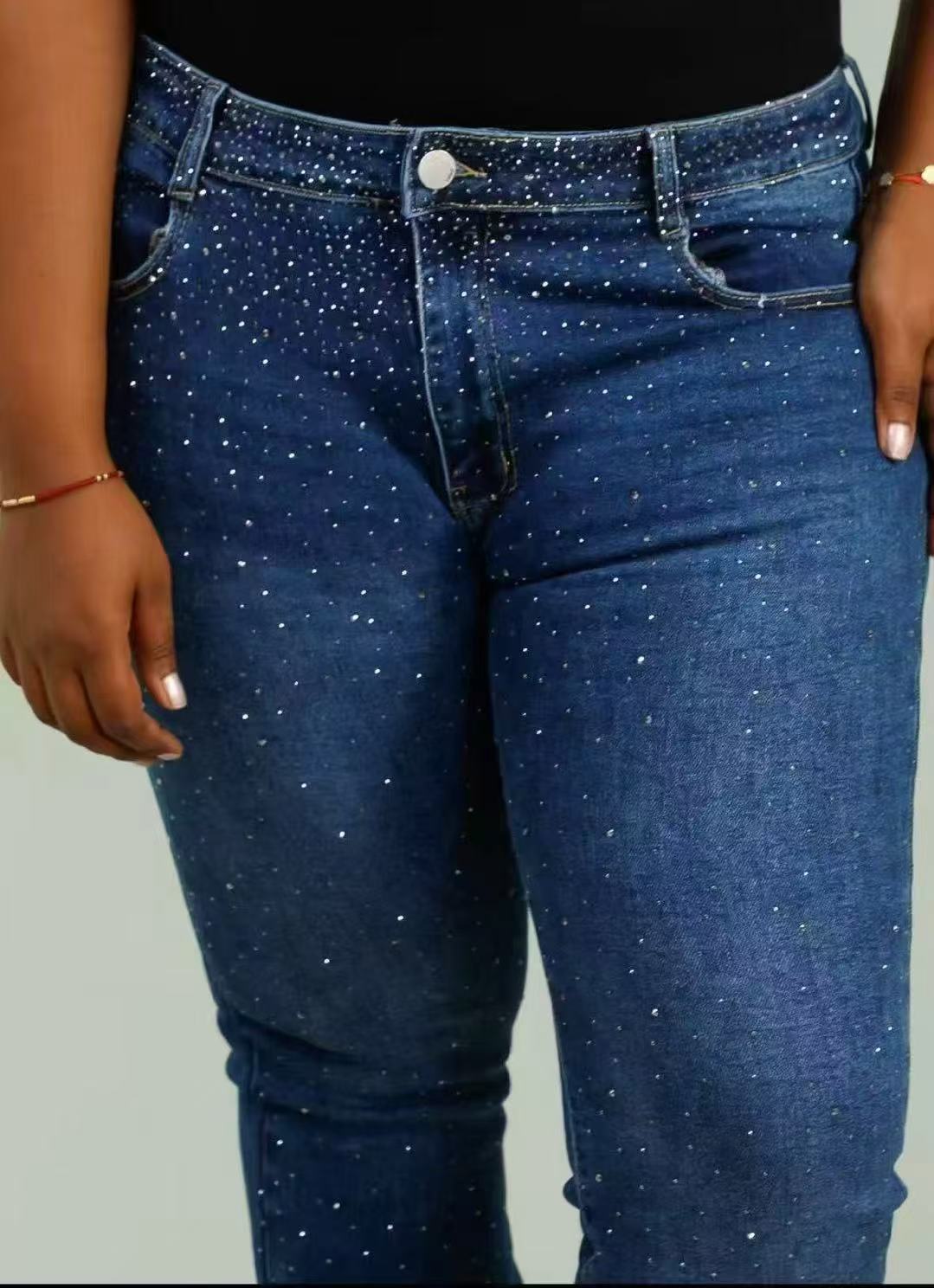 Pantalón Vaquero Campana Strass Talla Grande - Imagen 2