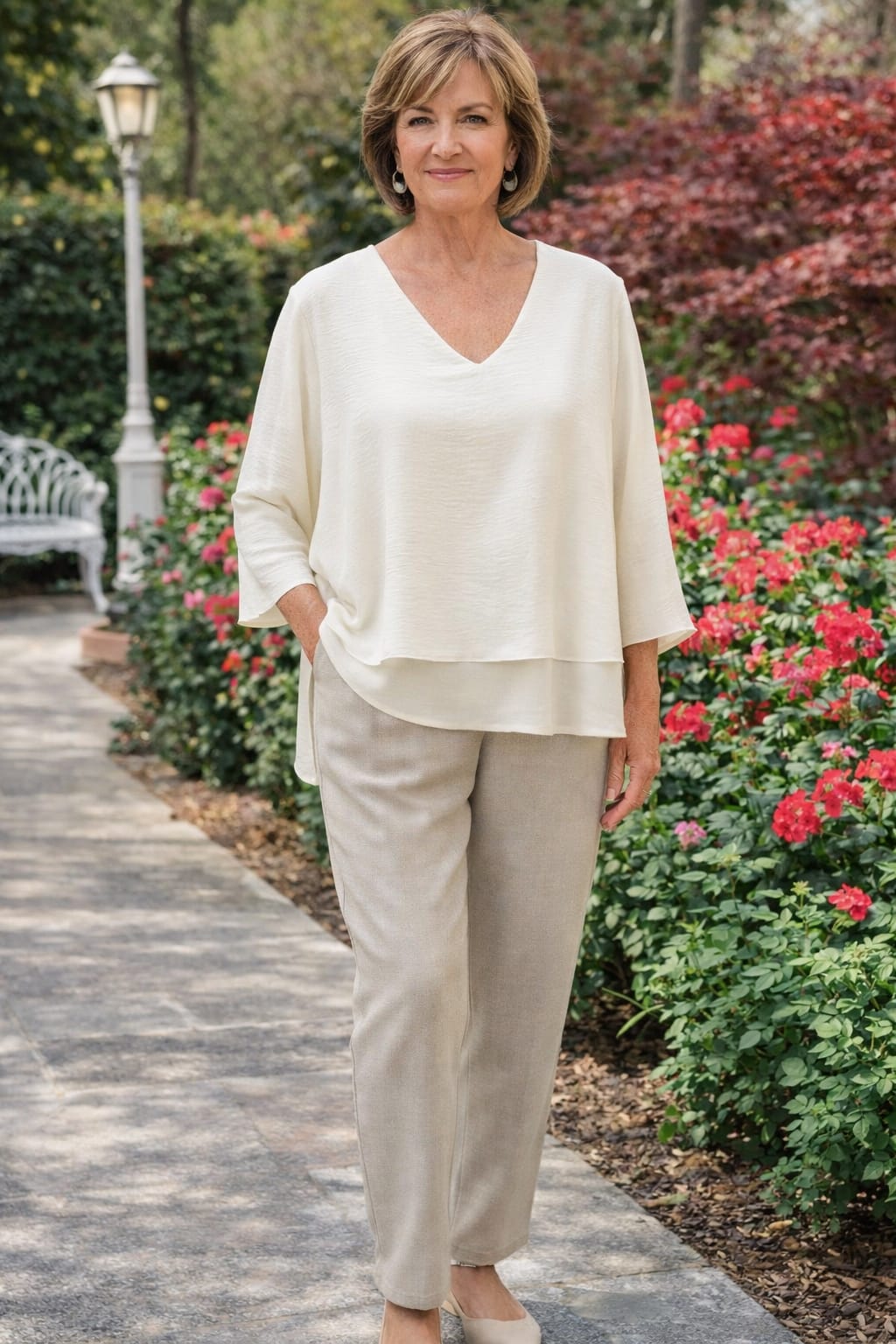 Pantalón Mujer Efecto Lino Talla Grande