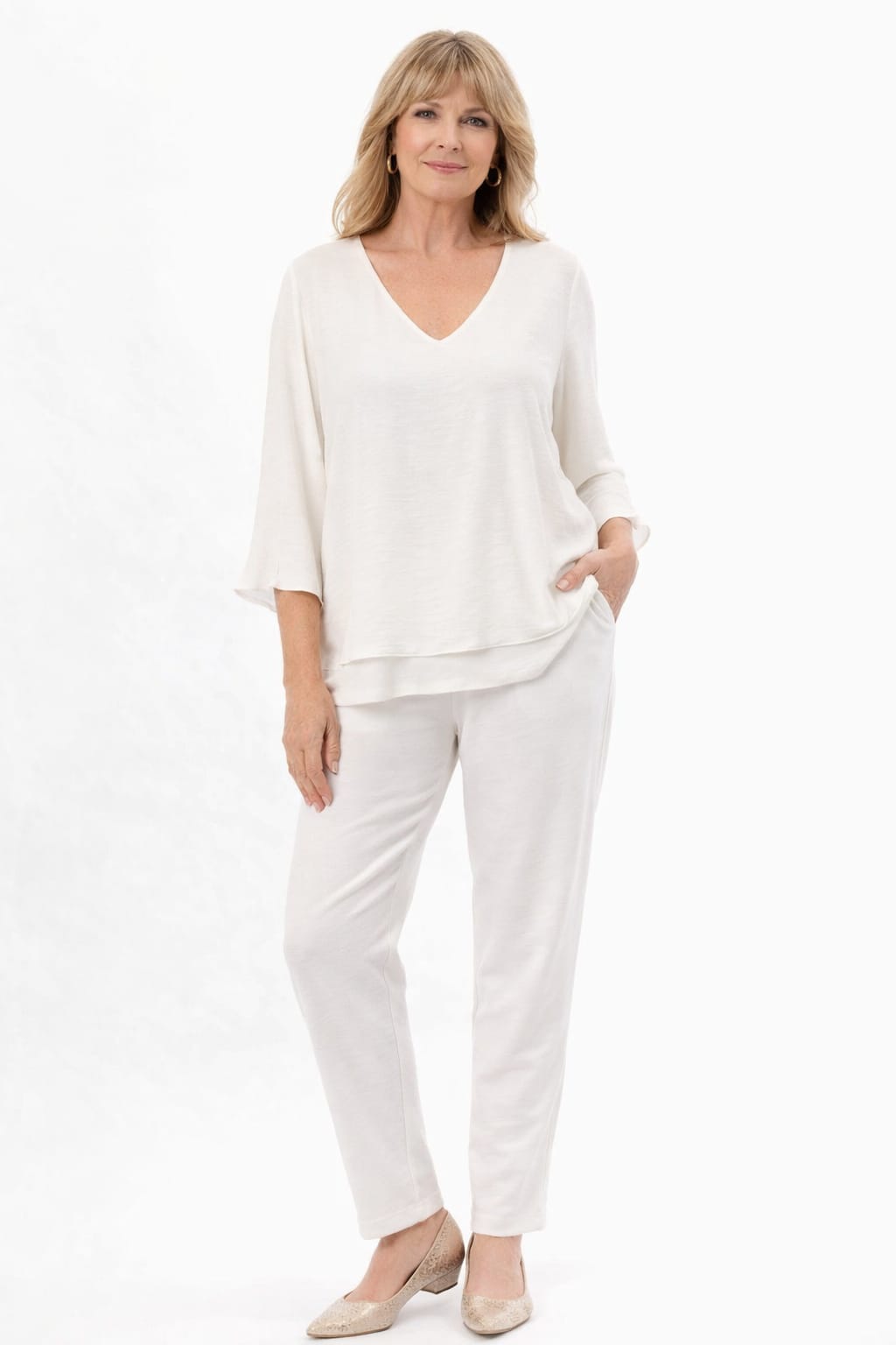 Pantalón Mujer Efecto Lino Talla Grande - Imagen 9