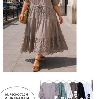 Vestido Bordado Mujer Talla Grande