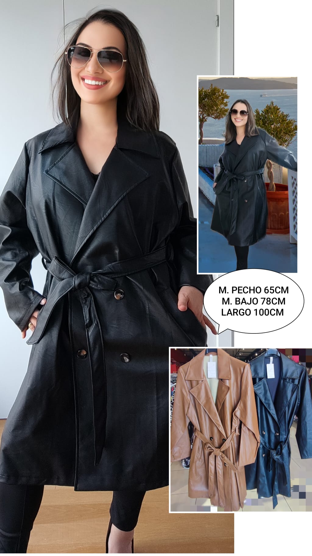 Gabardina Polipiel Mujer Talla Grande