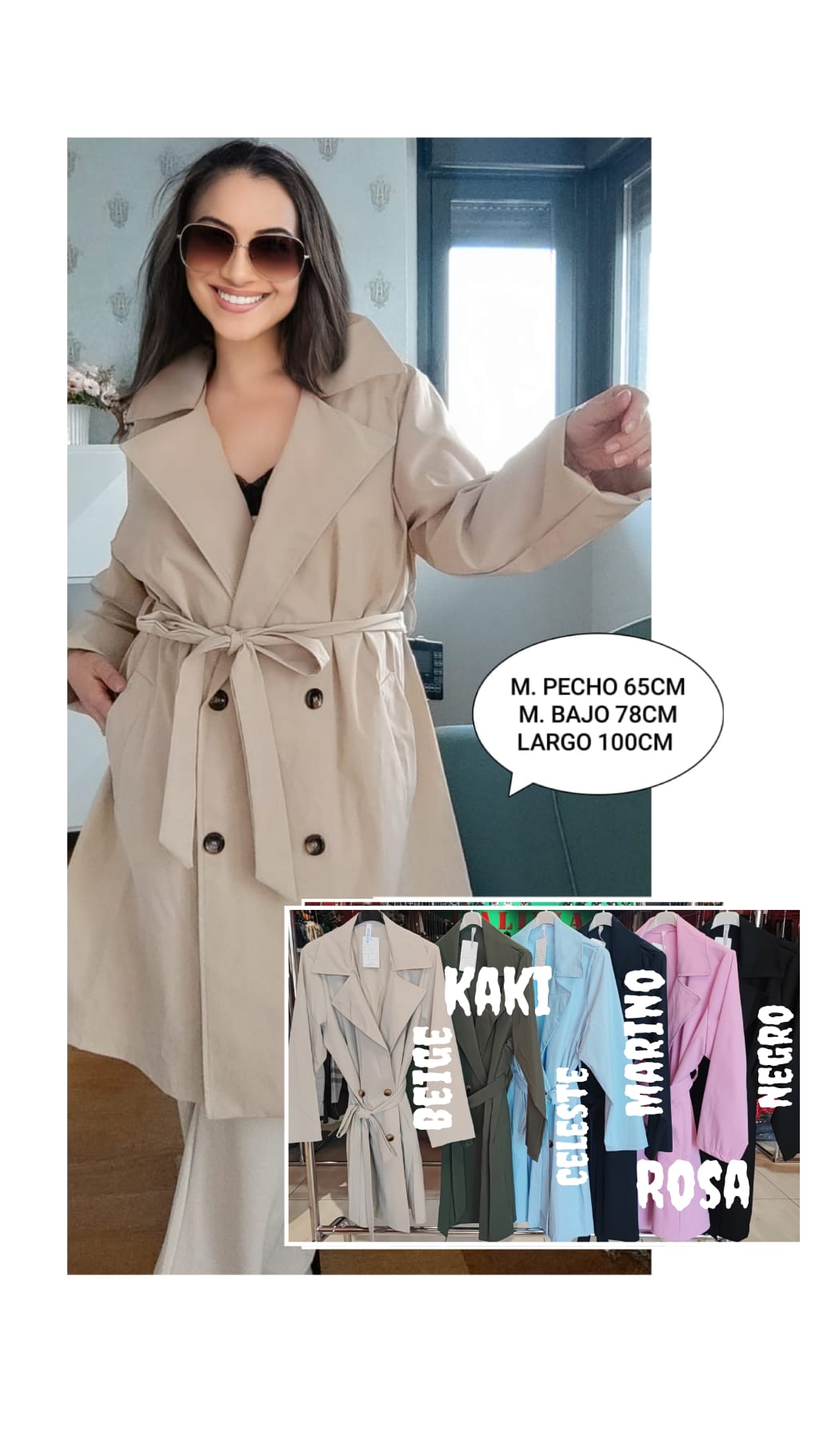Gabardina mujer talla grande