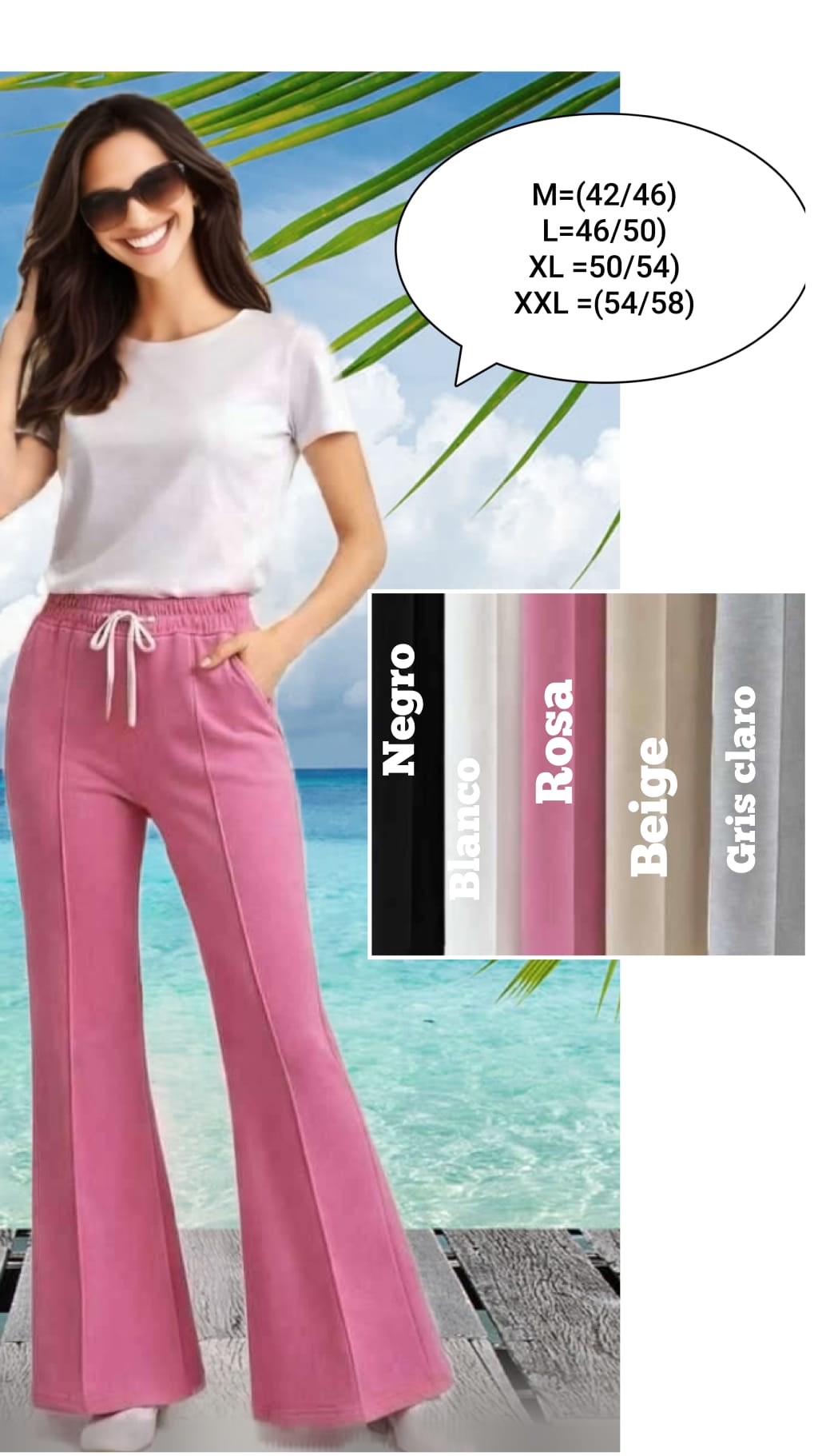 Pantalón Elástico Campana Talla Grande - Imagen 2
