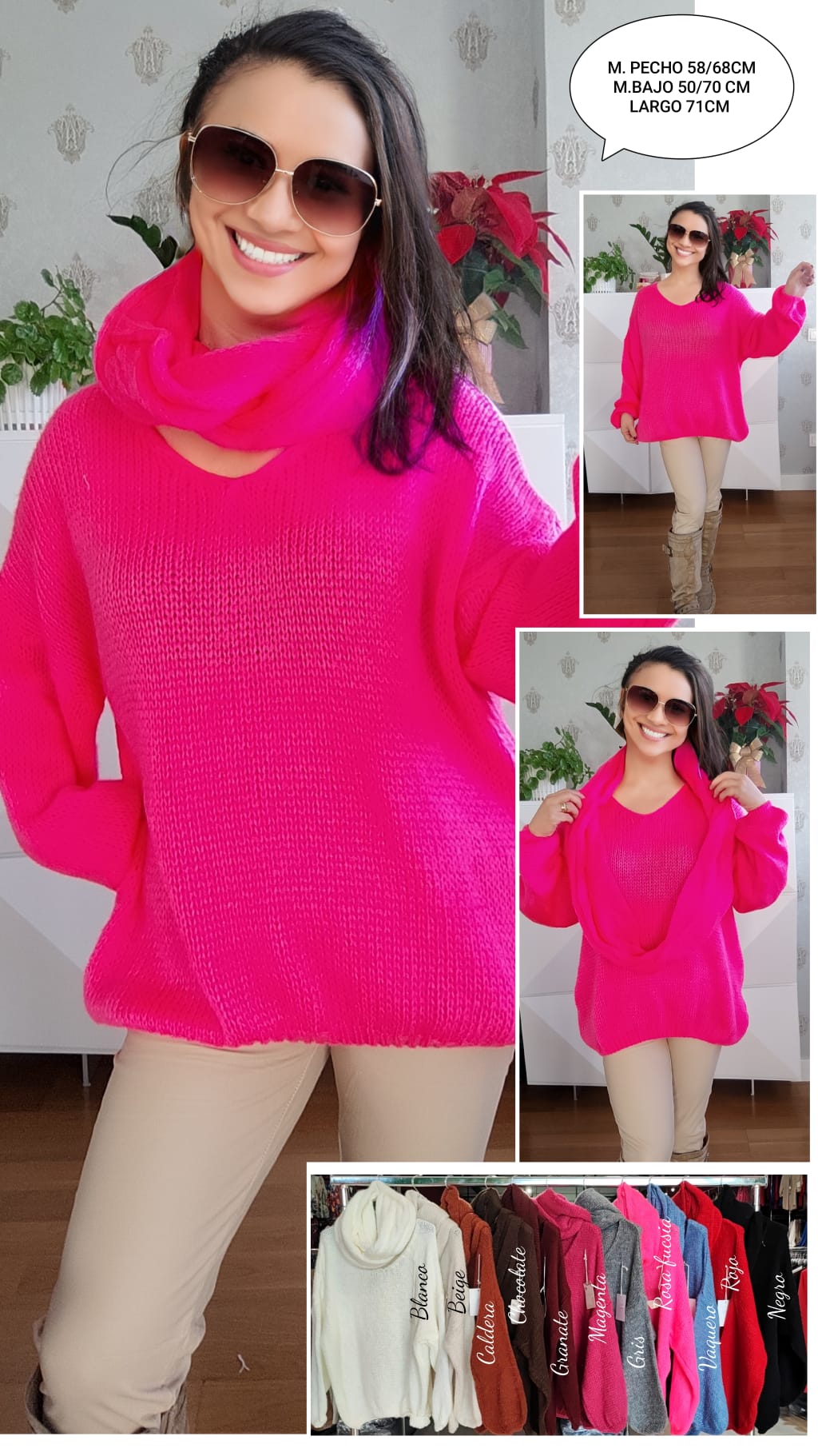 Jersey Mujer Cuello Desmontable Talla Grande