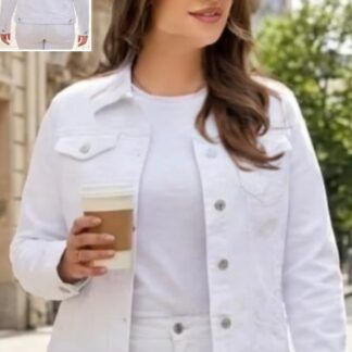 Chaqueta Vaquera Blanca Mujer Talla Grande