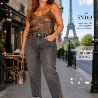 Pantalón Vaquero Flores Mujer Talla Grande