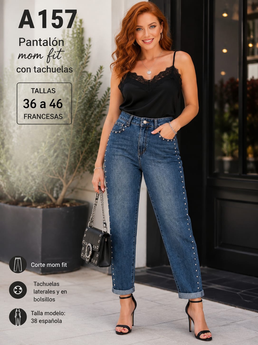 Pantalón Vaquero Tachelas Mujer Talla Grande