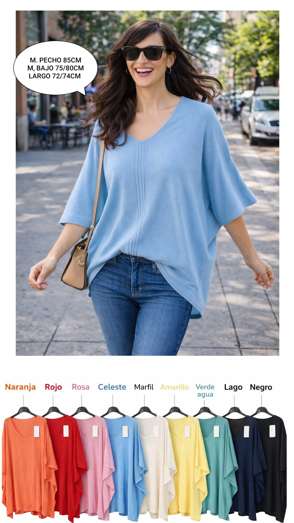 Sueter Fino Manga Corta Talla Grande