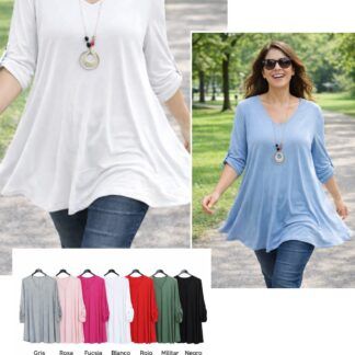 Camiseta Básica Cuello Pico Mujer Talla Grande