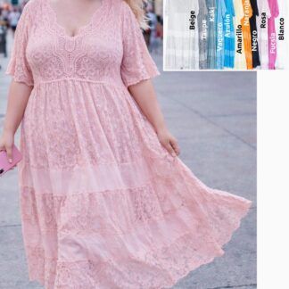 Vestido Largo Encaje Mujer Talla Grande