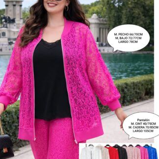 Conjunto de Encaje: Chaqueta+Pantalón Talla Grande