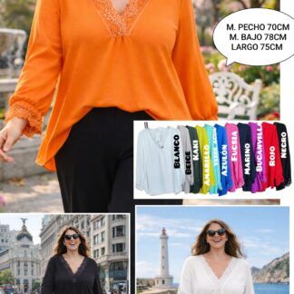 Blusa Lencera Manga Larga Mujer Talla Grande