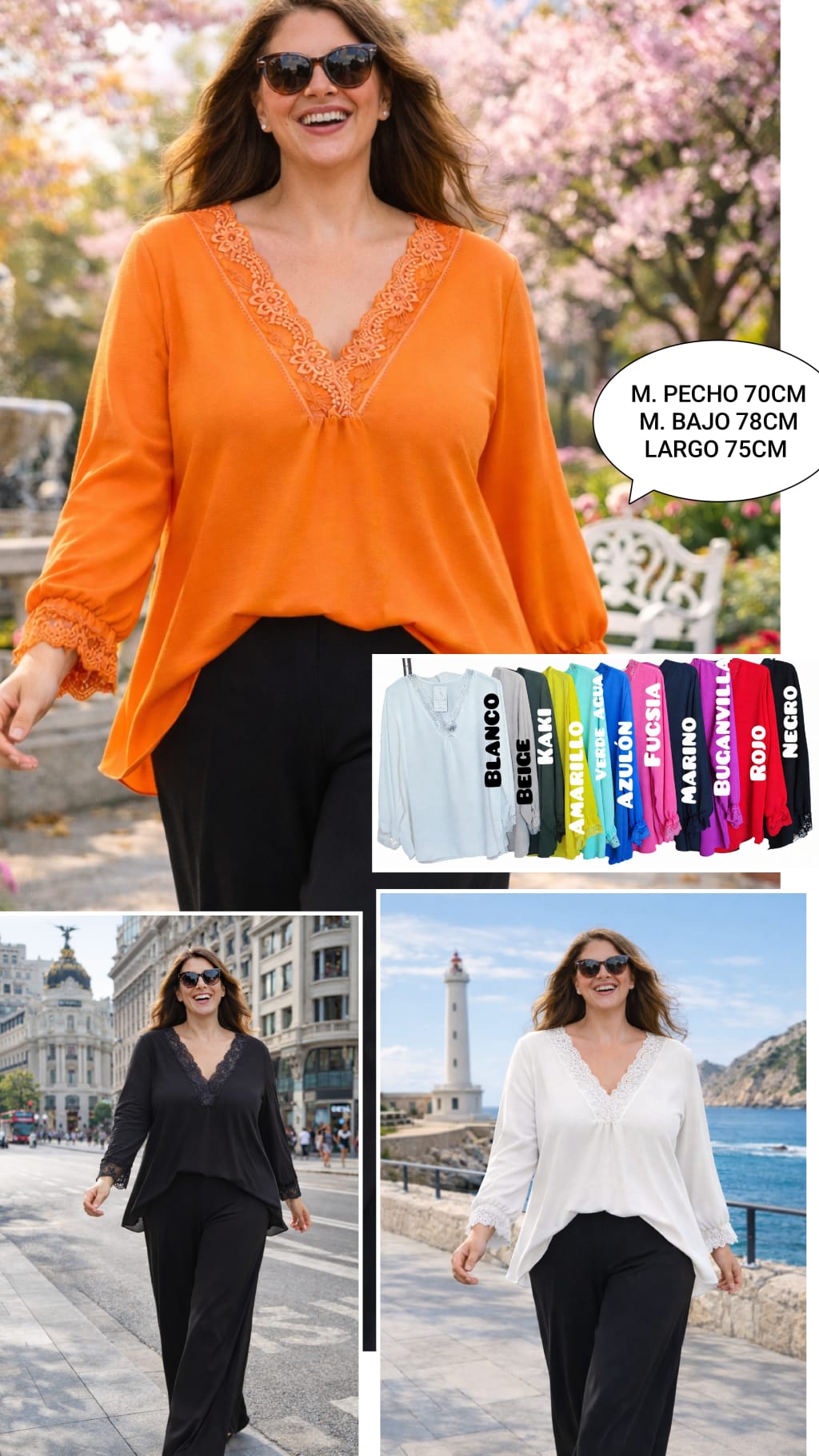 Blusa Lencera Manga Larga Mujer Talla Grande