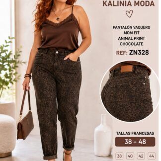 Pantalón Vaquero Mom Fit Animal Print Talla Grande