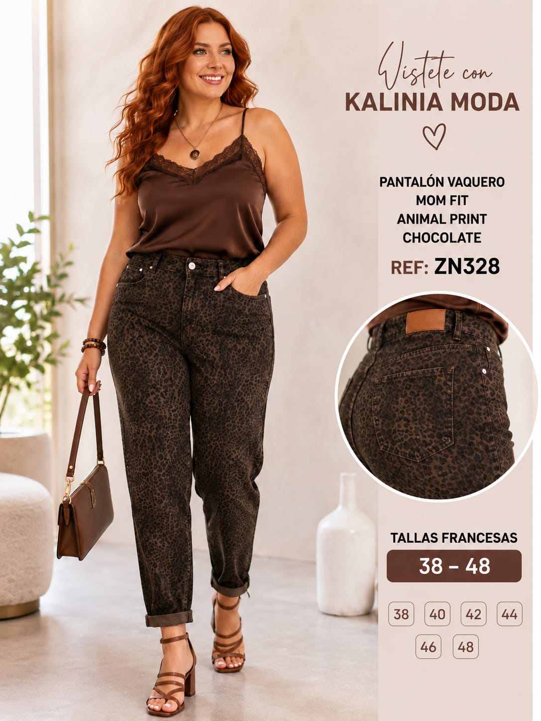 Pantalón Vaquero Mom Fit Animal Print Talla Grande