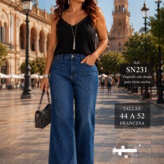 Pantalón Vaquero Pedreria Talla Grande
