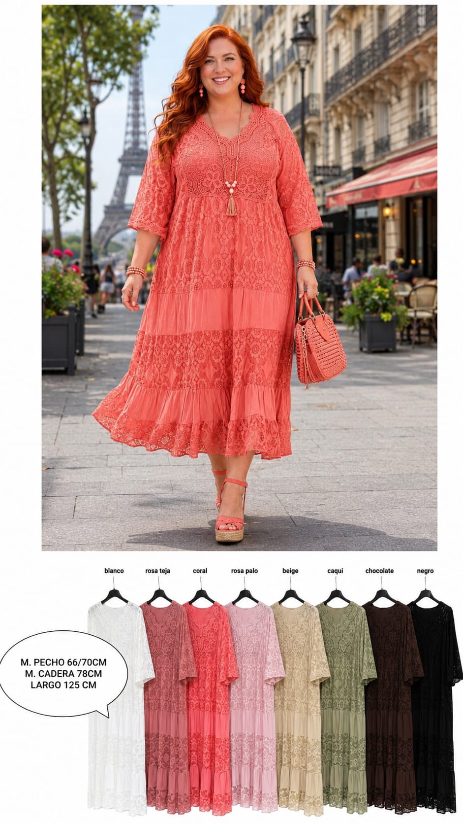 Vestido Largo Encaje Mujer Talla Grande - Imagen 2