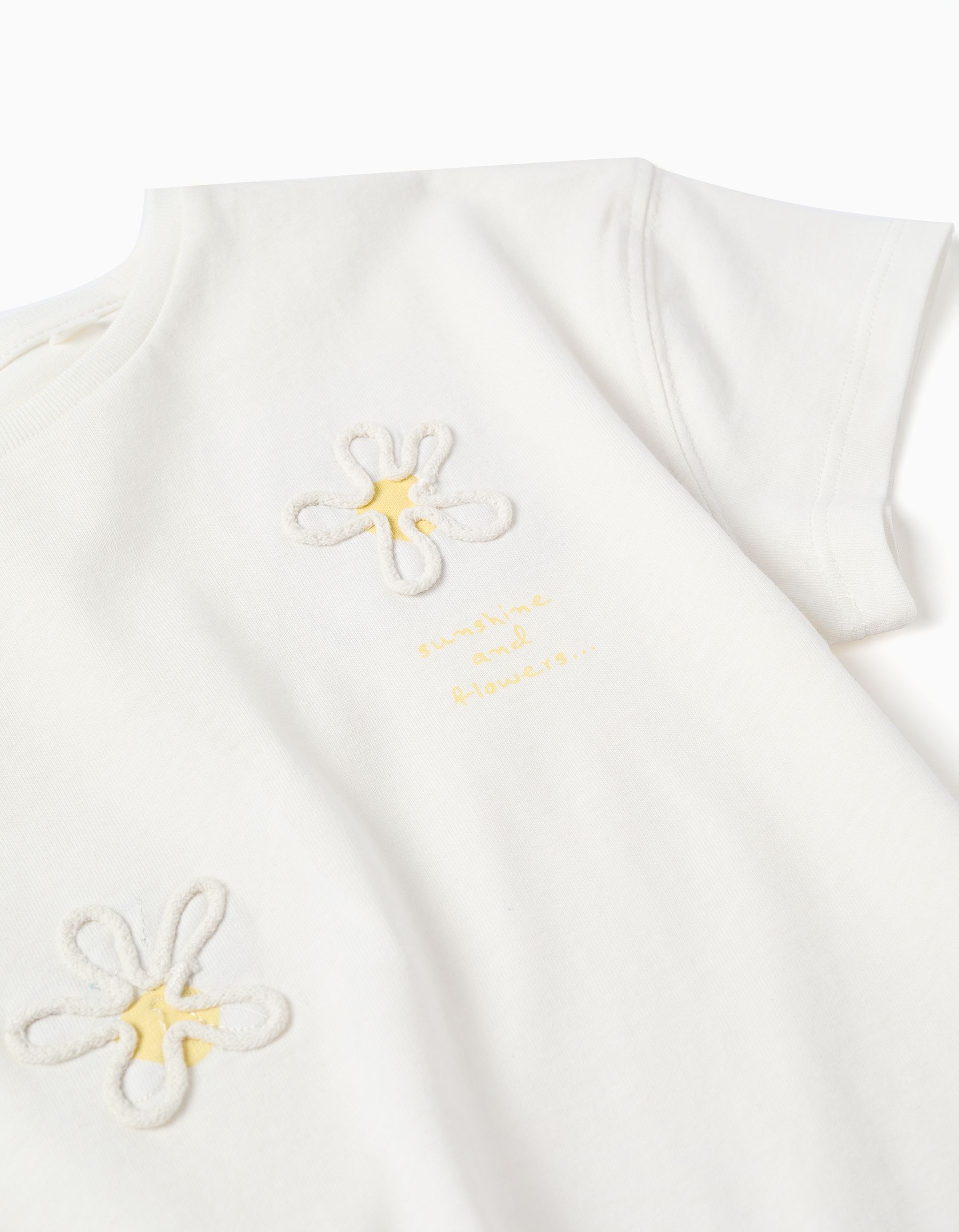 Camiseta blanca con flores bordadas Zippy - Imagen 4