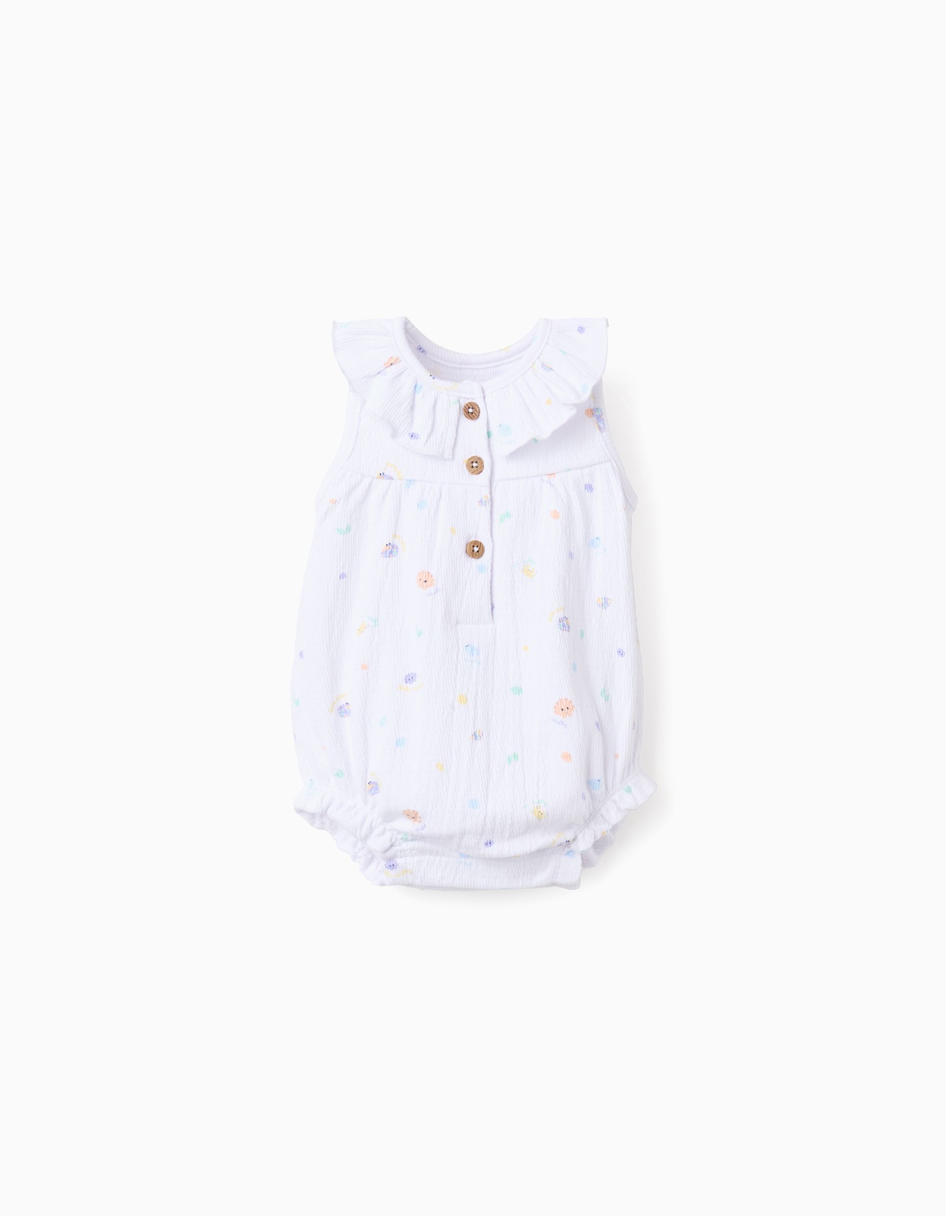 Ranita blanca con cuello volante y estampado Zippy