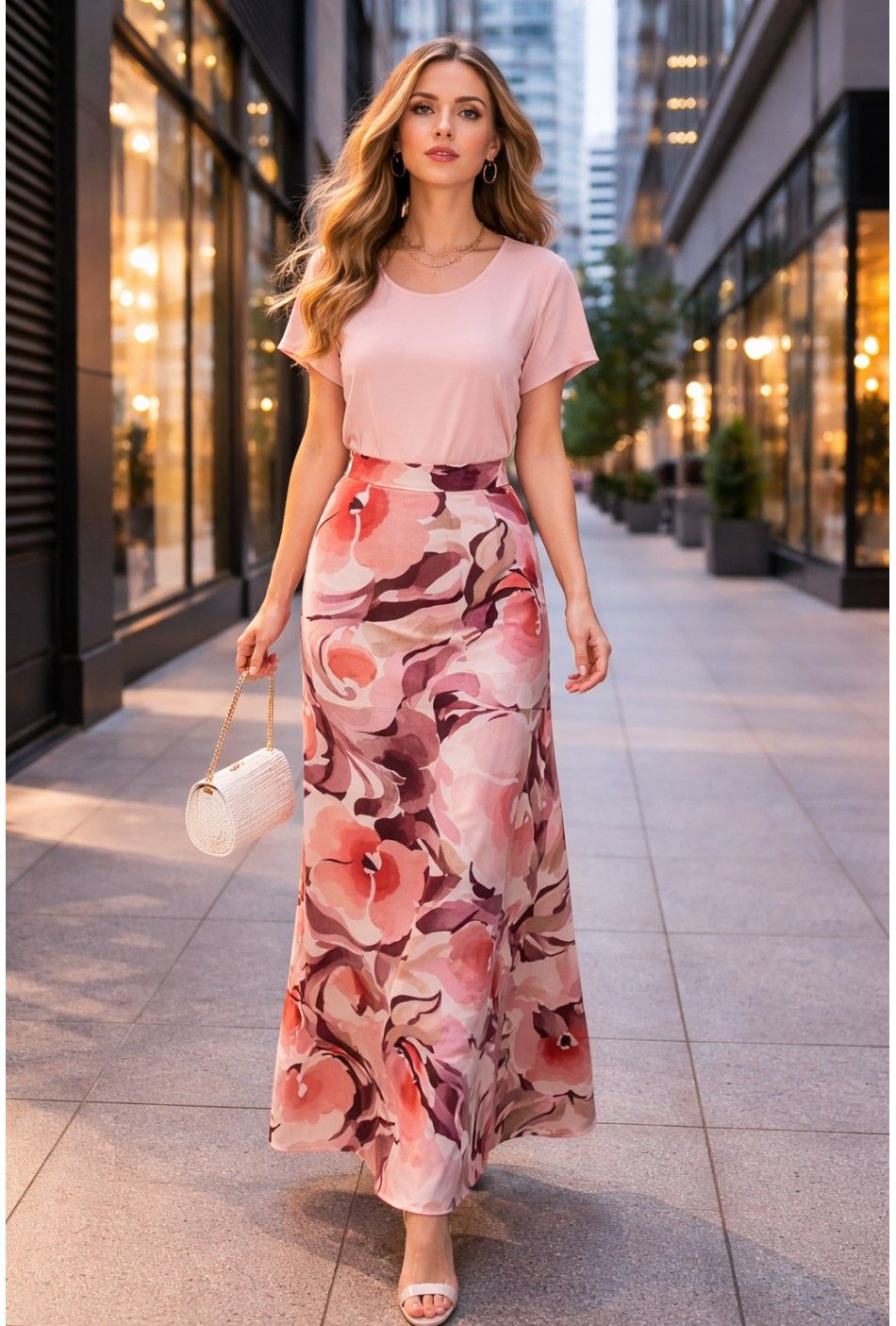 Falda Larga Flores Mujer Talla Grande