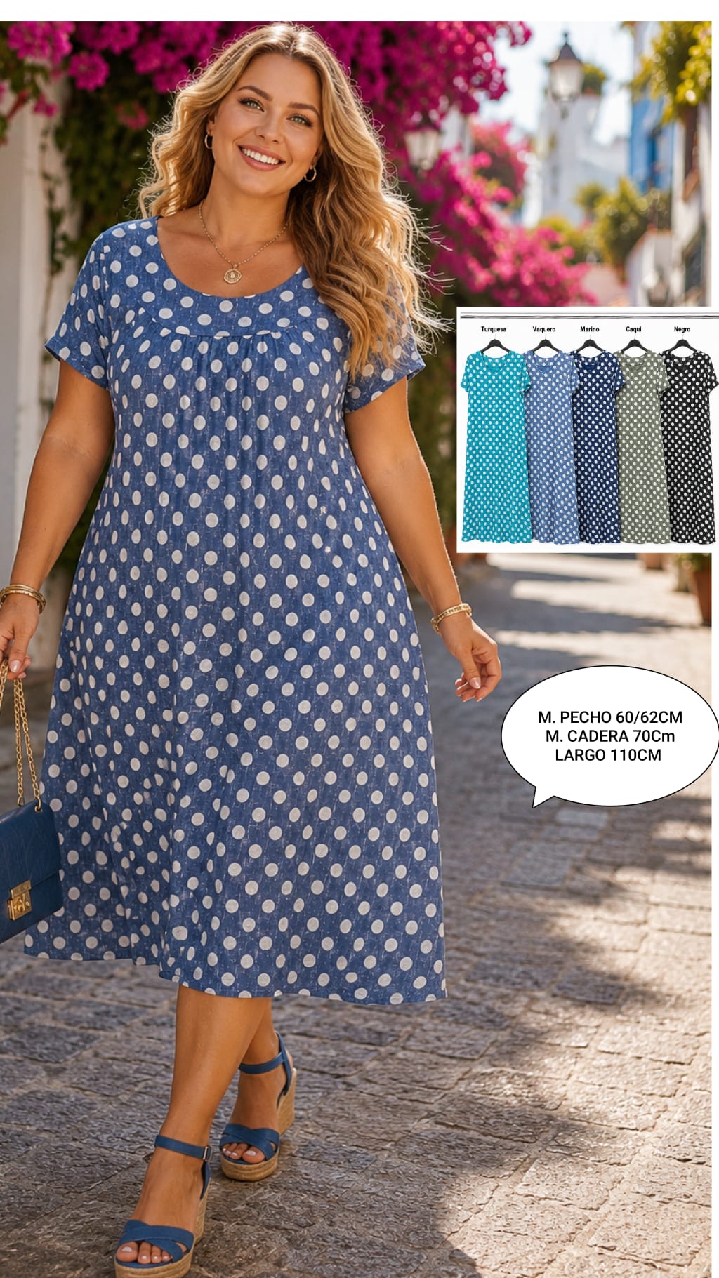 Vestido Lunares Mujer Talla grande