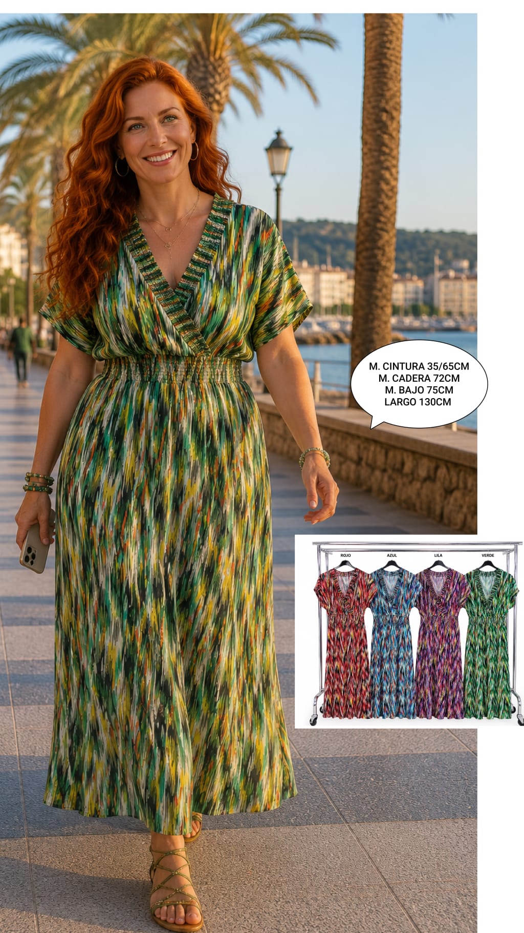 Vestido Largo Estampado Verano Talla Grande