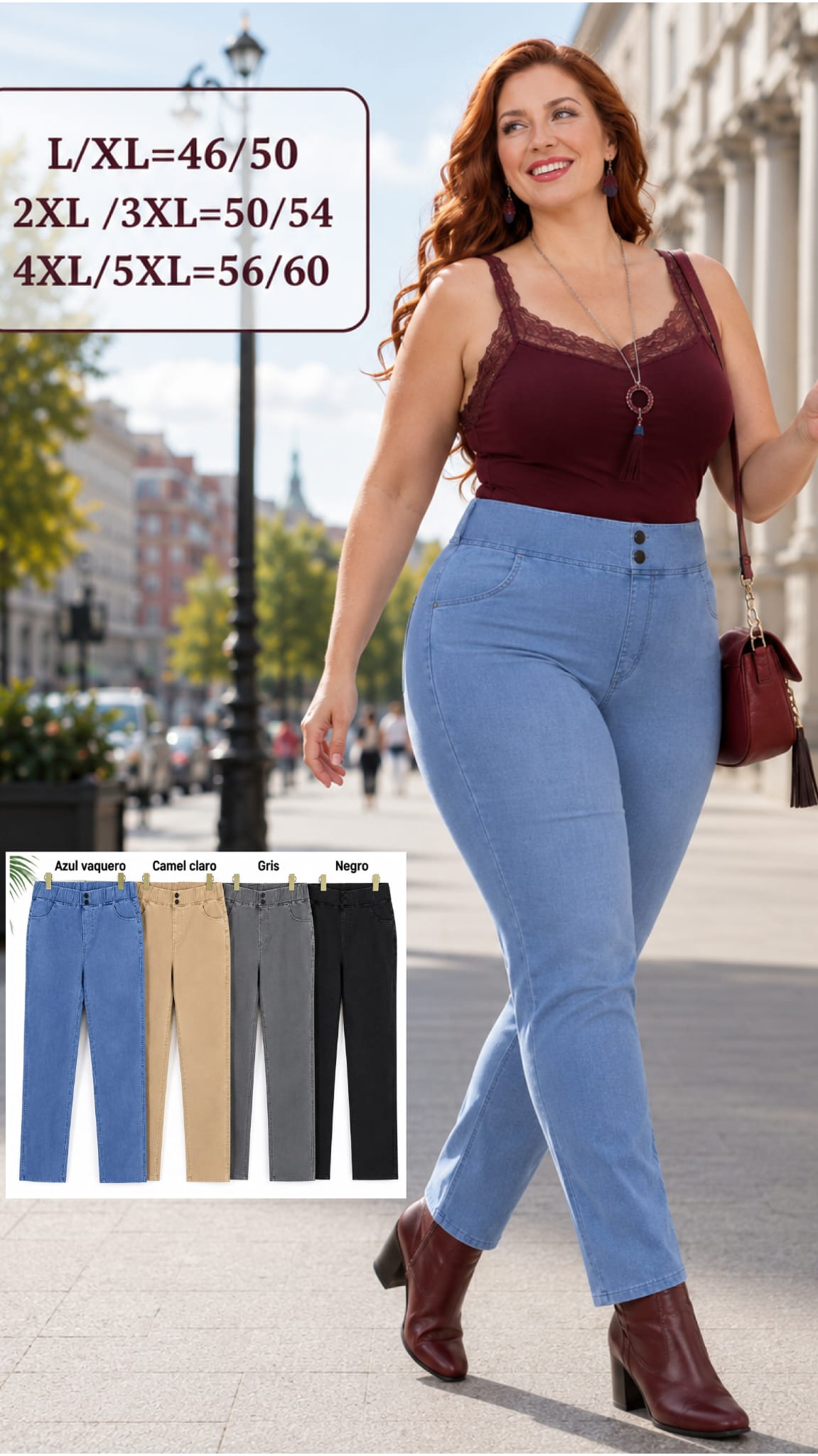 Pantalones Vaquero Elástico Mujer Talla Grande