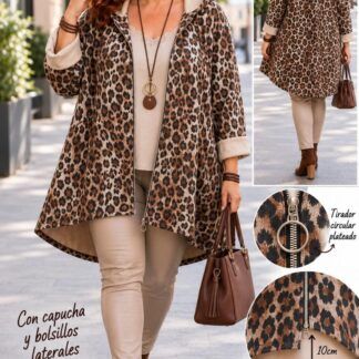 Chaqueta Antelina Animal Print Talla Grande