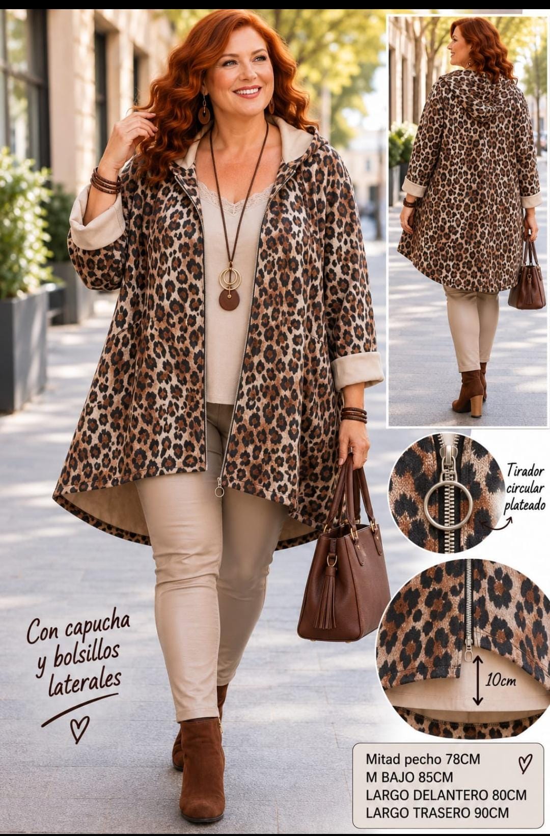 Chaqueta Antelina Animal Print Talla Grande