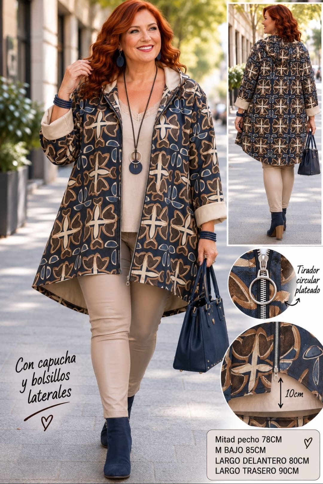 Chaqueta Antelina Estamapda Talla Grande