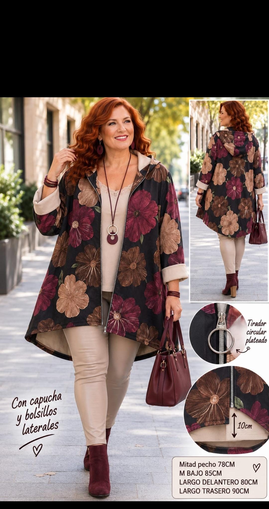 Chaqueta Flores Antelina Talla Grande
