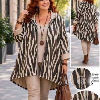 Chaqueta Antelina Cebra Mujer Talla Grande