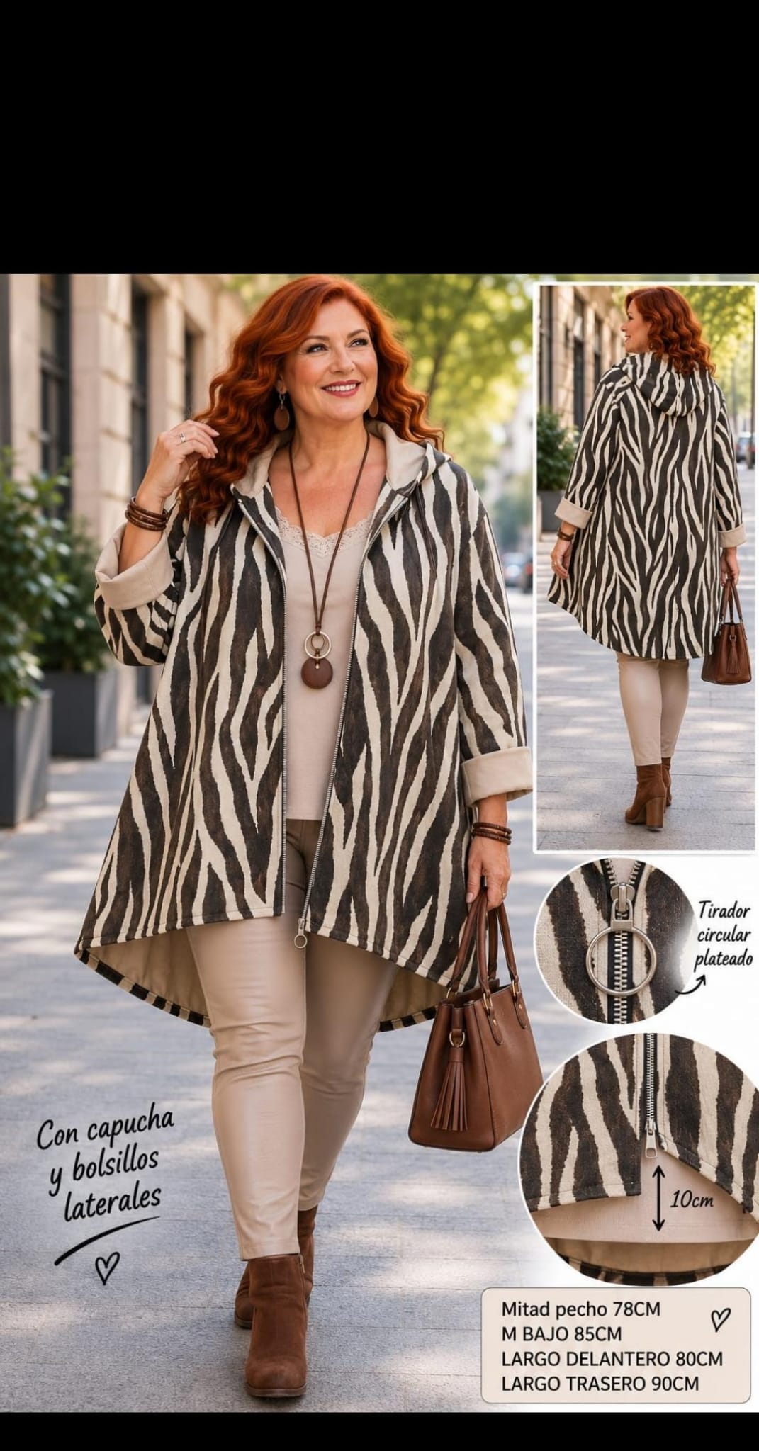 Chaqueta Antelina Cebra Mujer Talla Grande