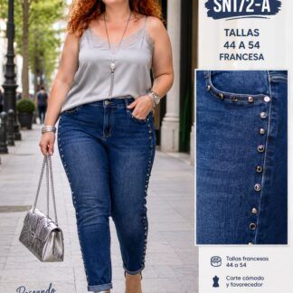 Pantalón Vaquero Perlas Mujer Talla Grande