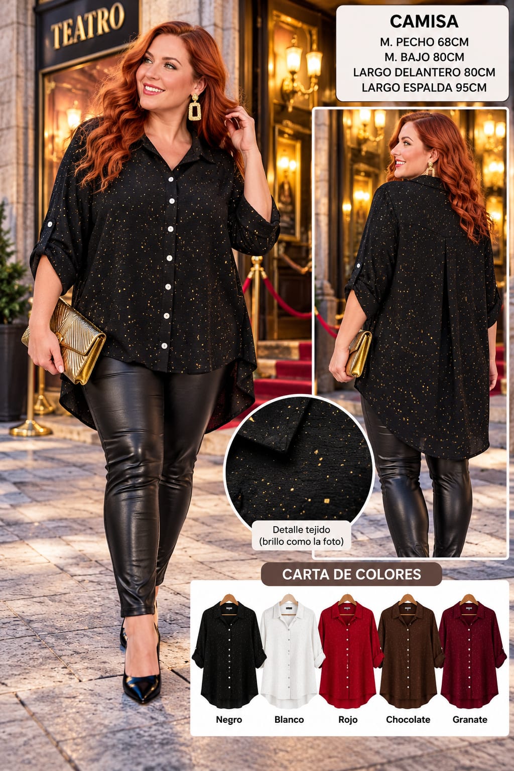 Blusa Brillos Mujer Talla Grande