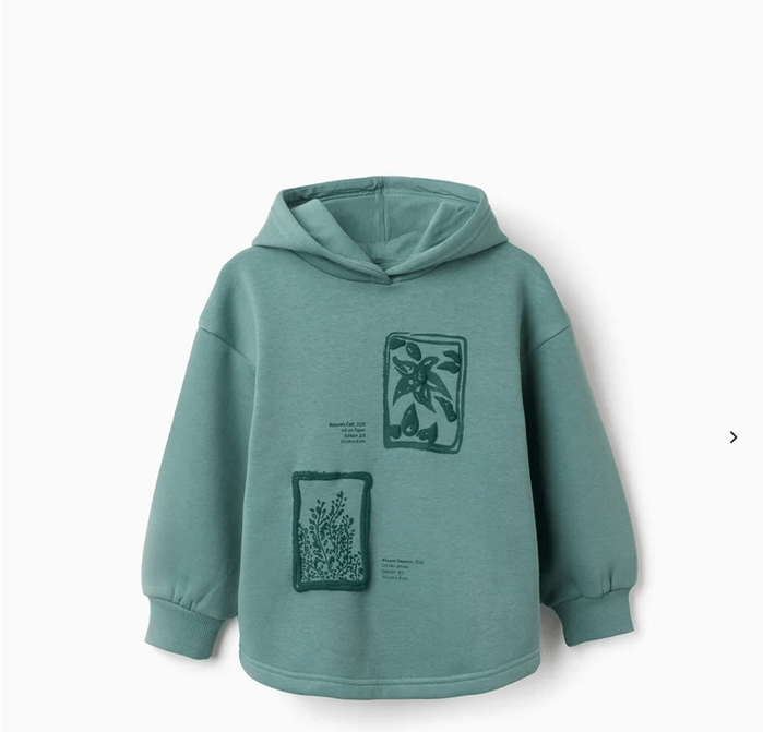 Sudadera Verde Capucha Niña Zippy