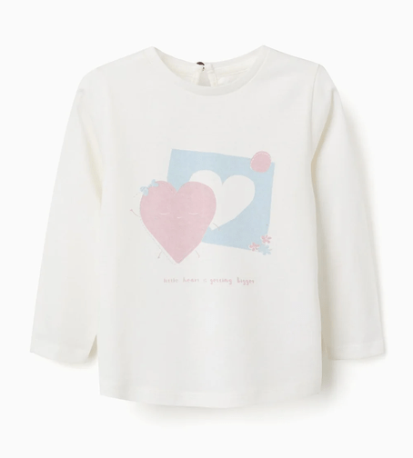 Camiseta Blanca Manga Larga Zippy