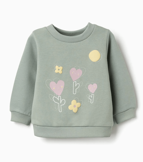Sudadera Verde Estampada Zippy
