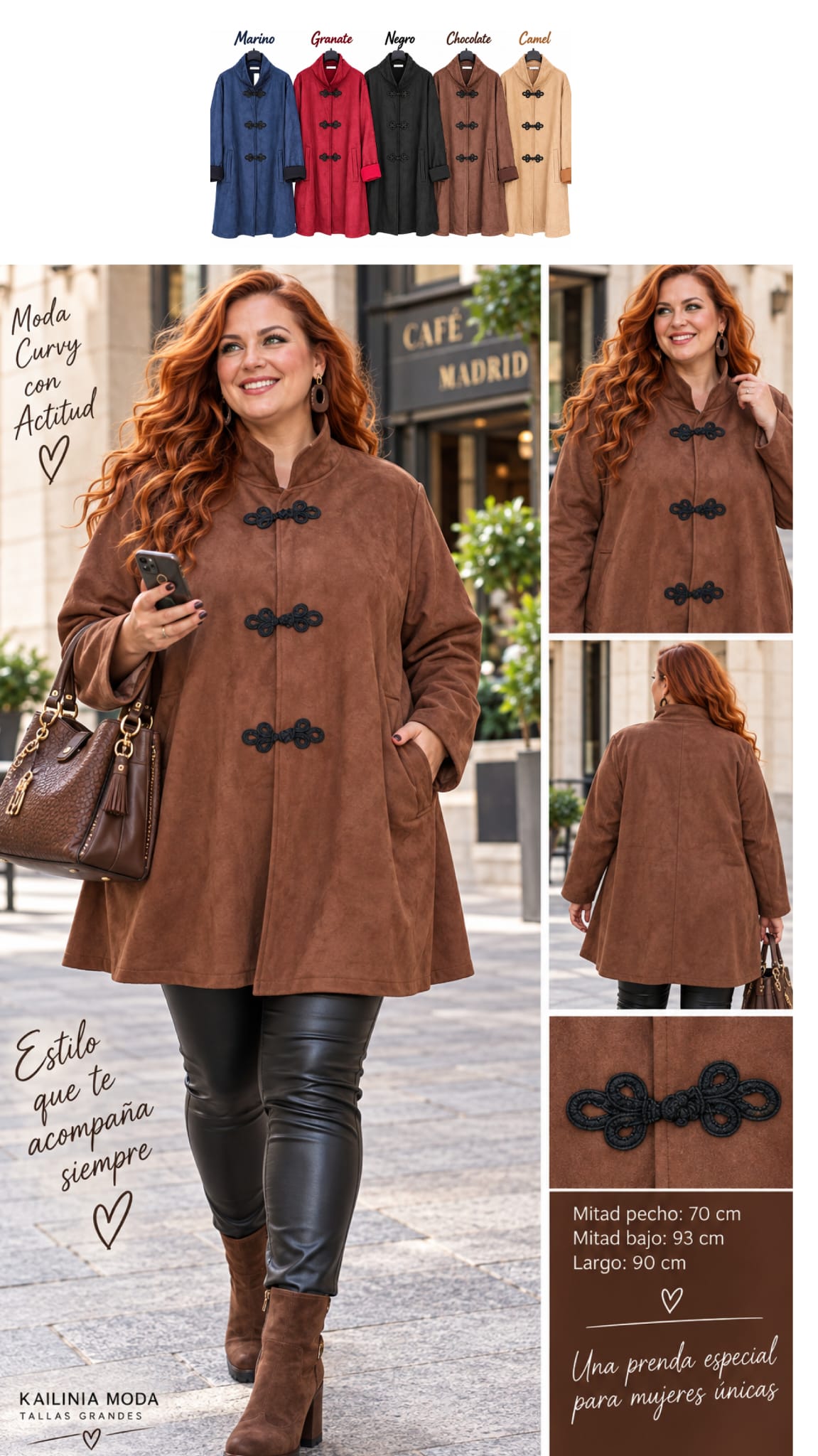 Chaqueta Evasé Antelina Mujer Talla Grande