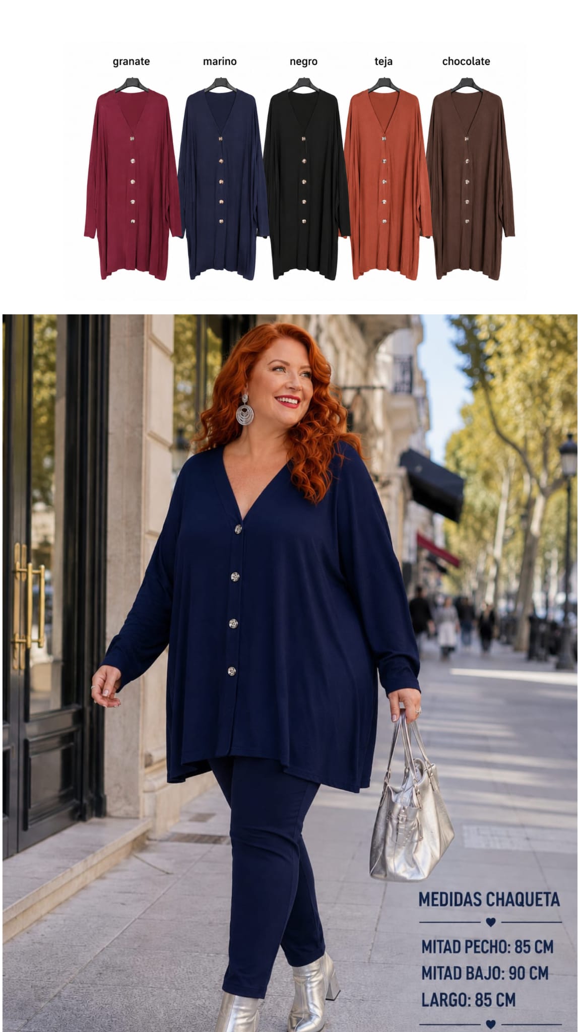 Chaqueta Punto Fino Talla Extra Grande