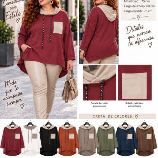 Sudadera Bolsillos Mujer Talla Grande