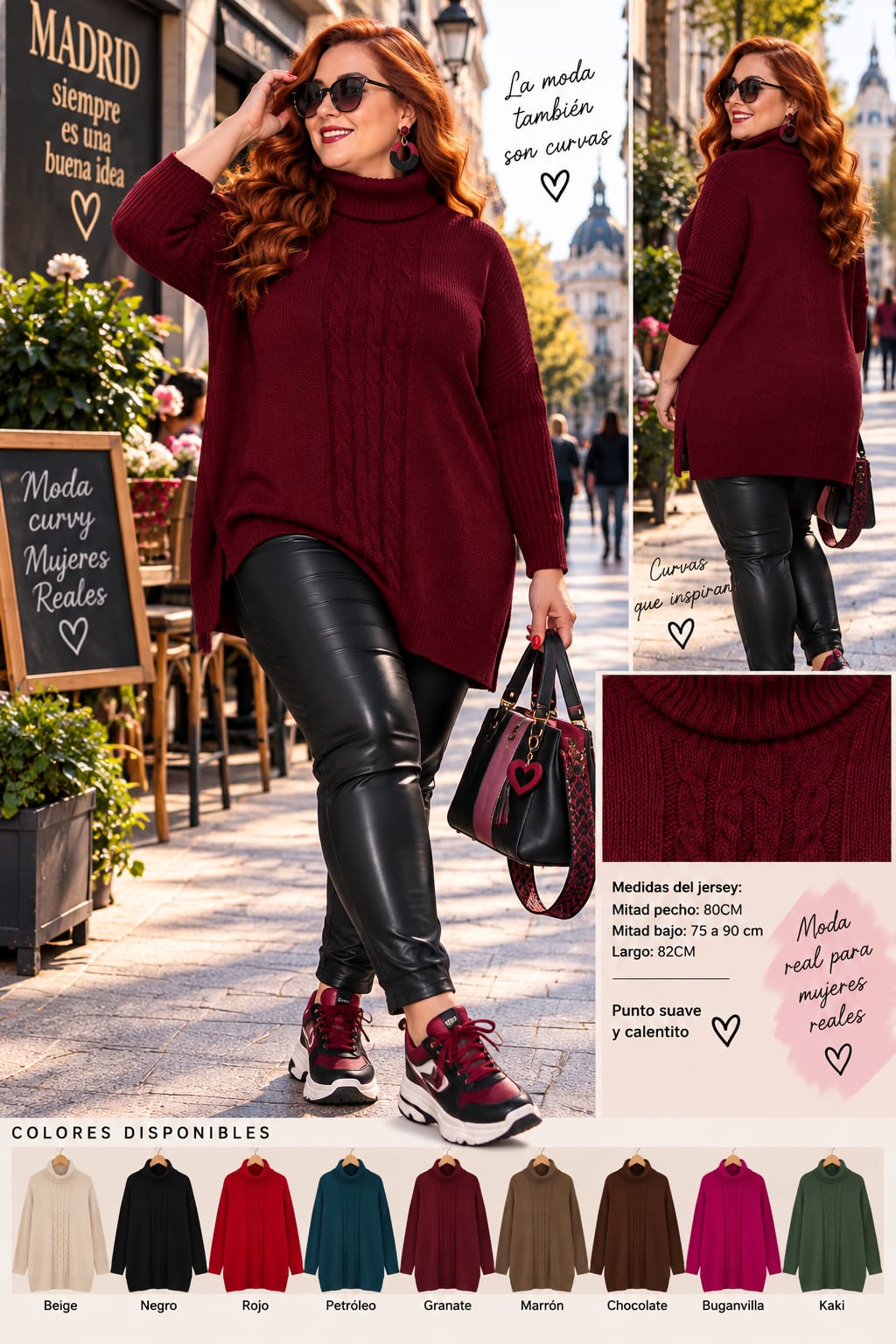 Jersey Cuello Cisne Mujer Talla Grande