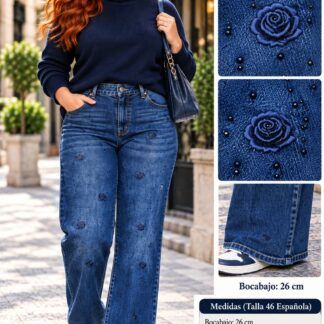 Pantalón Vaquero Flores Talla grande