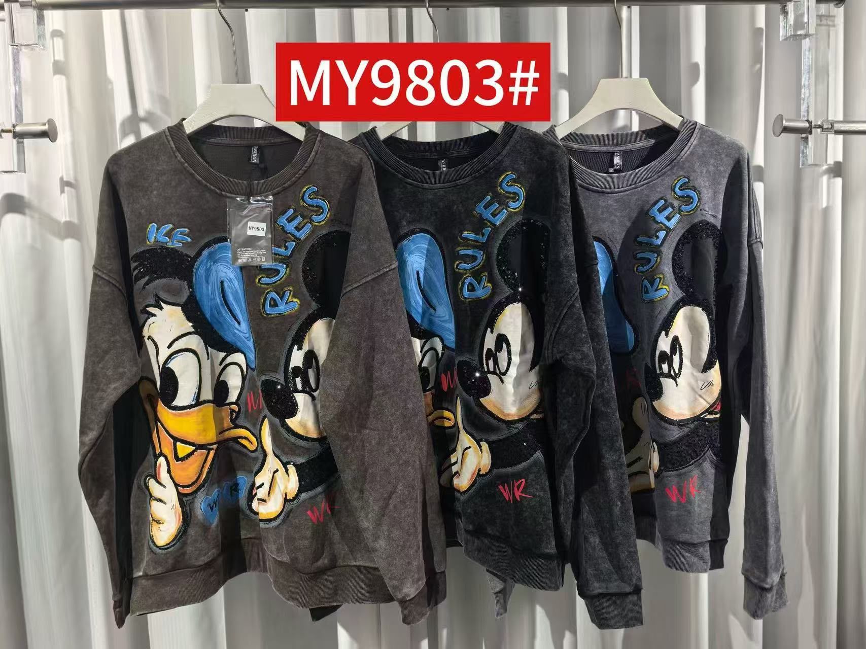 Sudadera Donald/Mickey Desgastada Talla Grande