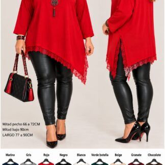Camiseta Lencera Asimetrica Lanilla Talla grande